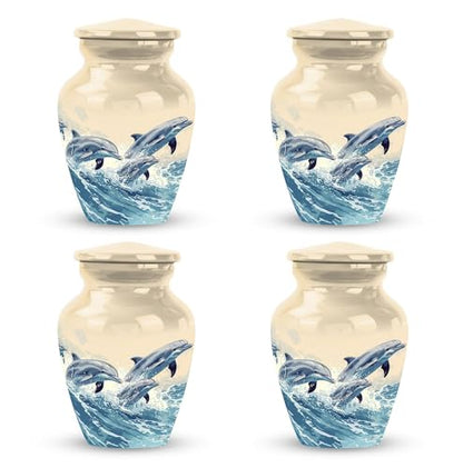 Mini Dolphin Urn - Keepsake Urns - Keepsake Urns for Human Ashes Dad - Cremation Urns for Burial - Small Memorial Urns and Keepsakes for Ashes (Size - 3inch,4pcs) - size: #4 (Set of 4)