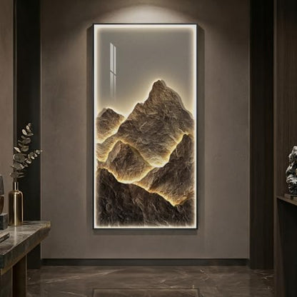 Large Vertical LED Mountain Wall Art for Living Room, Modern Luxury 30x60 - color: Warm-B