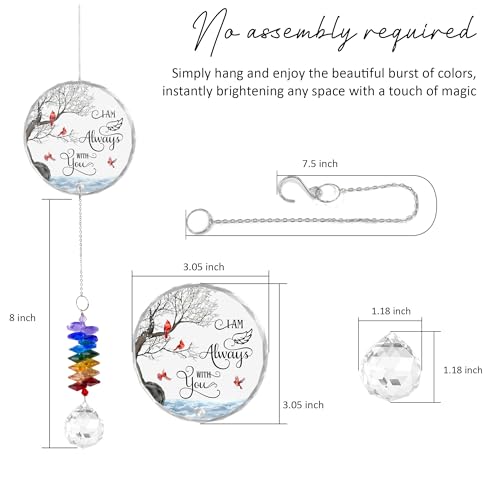 Glass Ornament Suncatcher - I am Always with You - Sympathy Gift for Loss of Loved One - Grief Gifts - Heaven Funeral Keepsake - Mother's Day for Mom Dad Grandpa Grandma - color: Always With You