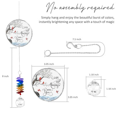 Glass Ornament Suncatcher - I am Always with You - Sympathy Gift for Loss of Loved One - Grief Gifts - Heaven Funeral Keepsake - Mother's Day for Mom Dad Grandpa Grandma - color: Always With You