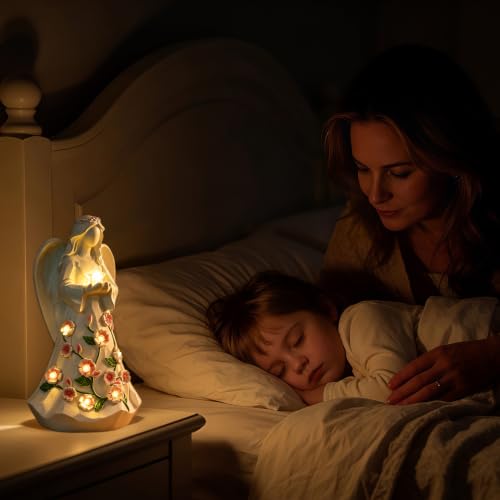 Guardian Angel Figurines Resin with Light Star Battery Operated Gift Decor