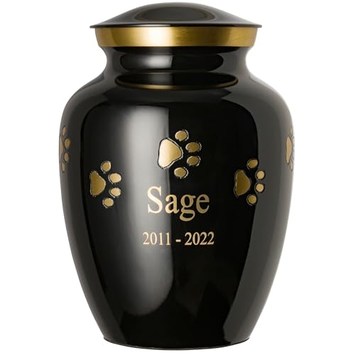 Ottillie Premier Ebony/Brass/Horiz Urn, up to 170lbs - color: Ebony, Horizontal Brass Paws, size: X-Large