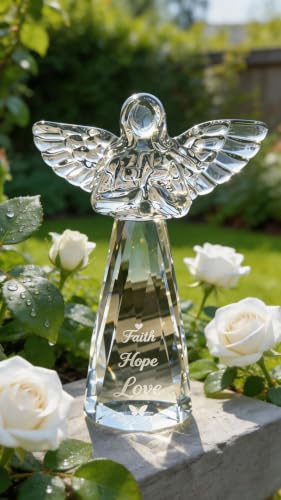 Faith Hope Love Crystal Angel Christian Gifts for Women | Laser Engraved, 6” Inspirational Keepsake, Baptism Confirmation Birthday Christmas Easter Valentine's Day Gift for Her - color: Faith Hope Love