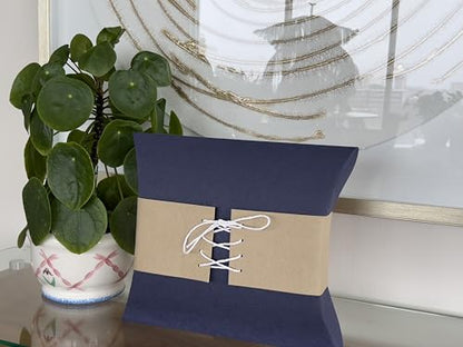 Biodegradable & Water Soluble Pillow Urn for Human + Pet Ashes | Eco-Friendly Memorial (200 cu in) - Navy Blue & Beige