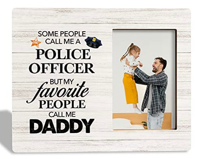 To Dad Photo Frame Gifts, Some People Call Me A Police Officer But My Favorite People Call Me Daddy, Wooden Picture Frame Gift, Policeman Daddy Gift from Daughter Son, Father's Day Present for Dad - color: color05
