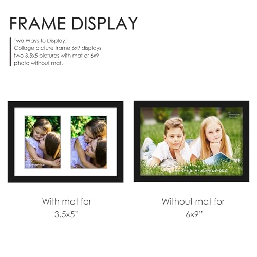 DUENPY 6x9 Double Collage Frame For 2 3.5x5 Photos Black - color: Black, size: 6x9（3.5x5 opening）
