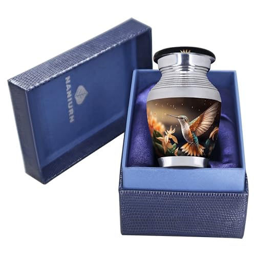 NANIURN Ashes Urn, Yellow Hummingbird Small Keepsake Urn for Human Ashes | Hummingbird Urn for Women and Men, Mini Cremation Keepsake for Sharing Cremated Remains, Loved Ones, Family or Home Memorial - color: Yellow, size: Small / Keepsake