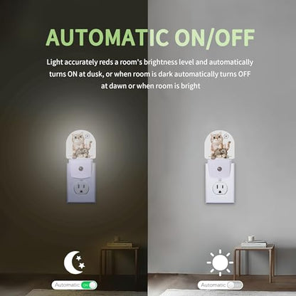 Cute Cat Night Light, Night Light Plug into Wall with Dusk to Dawn Sensor, LED Lamp Energy Saving Lights for Men Women Boys Girls,Lamp for Bedroom Bathroom Hallway - color: Cute Cat