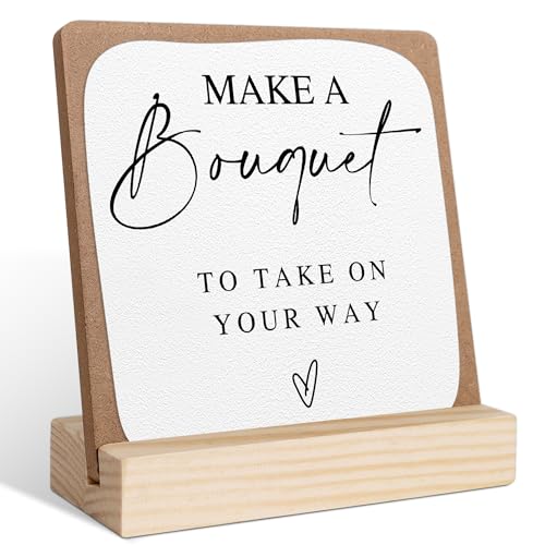 Make A Bouquet Bar Sign, Wedding Signs for Ceremony and Reception, Bridal Shower Centerpieces for Tables, Marriage Reception, Bridal Shower Party Favors, Wedding Sign with Wooden Base - color: bouquet bar2