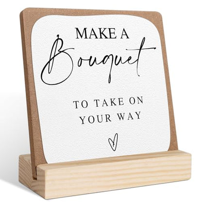 Make A Bouquet Bar Sign, Wedding Signs for Ceremony and Reception, Bridal Shower Centerpieces for Tables, Marriage Reception, Bridal Shower Party Favors, Wedding Sign with Wooden Base - color: bouquet bar2
