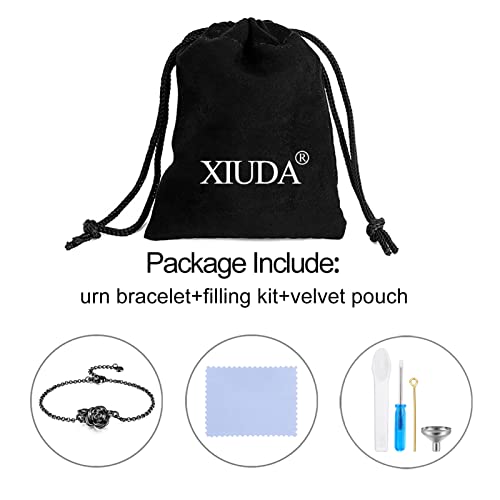 XIUDA Urn Bracelet for Ashes Rose Cremation Bracelet Ashes Holder Bangle Link Chain Ashes Bracelet for Women - style: Black