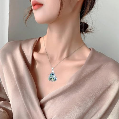 925 Sterling Silver Urn Necklace for Ashes, Teardrop/Tree of Life/Sunflower/Dragonfly/Sea Turtle/Celtic Knot/Elephant/Hummingbird Memorial Cremation Pendant Necklaces for Animal Human Ashes - color: A3: Tree of life-Heart
