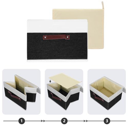 ANMINY Fabric Storage Box Bins with Lids, Black White, 10"x8"x7" - color: Black White, size: Small (Pack of 1)