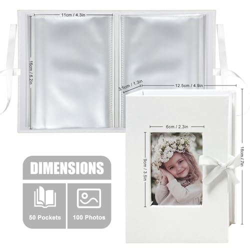 Photo Album 4x6 100 Pockets, Slip-in Picture Albums, Linen Cover Top Loader Vertical Pockets Albums for Baby, Kids Boy Girls, Wedding, Family, Anniversary, White - color: White, size: 100 Pockets white Bandage