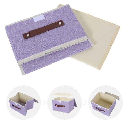 ANMINY Fabric Storage Box Bins with Lids, Purple, 10"x8"x7" - color: Purple, size: Small (Pack of 1)