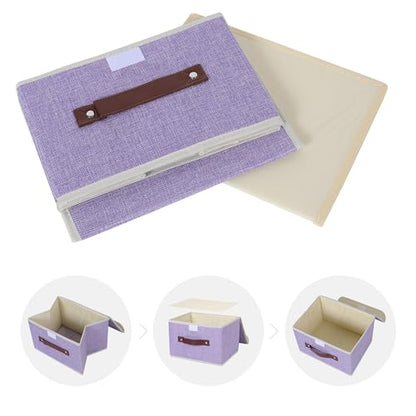 ANMINY Fabric Storage Box Bins with Lids, Purple, 10"x8"x7" - color: Purple, size: Small (Pack of 1)