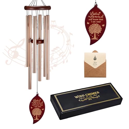 Keevous Memorial Wind Chimes for Loss of Loved One Outside (Bronzed,32") | Sympathy/Remembrance/Funeral/Bereavement Gifts,Engraved Tree of Life,Outdoor Clearance for Home & Garden Decor