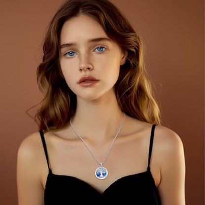 Eusense Tree of Life Necklace for Women Men Sterling Silver 925 Tree Urn Locket Cremation Jewelry Family Tree Pendant Gifts for Her Him Mom Dad Grandma Daughter - style: D-A-Tree of Life Necklace