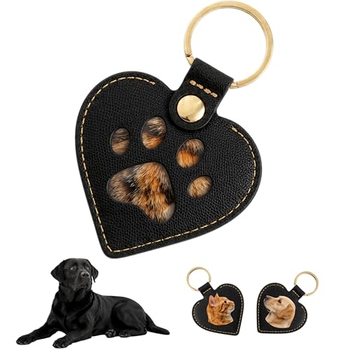 Pet Fur Keepsake Keychain - Dog Hair & Cat Fur Memory Charm, Pet Memorial Gift for Dog and Cat Lovers - style: Single (Black)