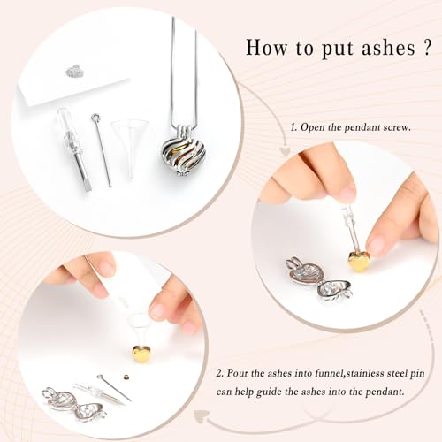 Cremation Jewelry Urn Necklace for Ashes with Hollow Mini Ball Keepsake Urn Pendant Memorial Jewelry for Ashes - color: Silver&Gold