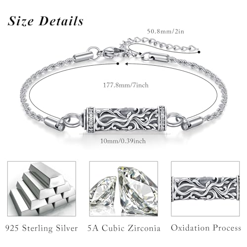 TUGHRA Ashes Bracelet for Women Urn Bracelet for Ashes 925 Sterling Silver Cremation Jewelry Memorial Gifts Keepsake Bracelet - style: Ashes Bracelet-cylinder-tree of life-oxidation