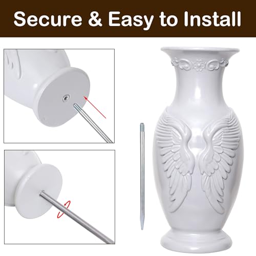 Cemetery Vase for Grave Decorations Grave Vase with Metal Spike Resin Vases for Cemetery Decorations (1)