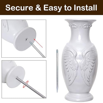Cemetery Vase for Grave Decorations Grave Vase with Metal Spike Resin Vases for Cemetery Decorations (1)
