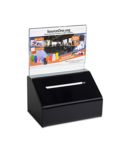 SOURCE ONE Acrylic Heavy Duty Donation/Ballot Box with Lock and Sign Holder - color: Black, size: 40 Pack