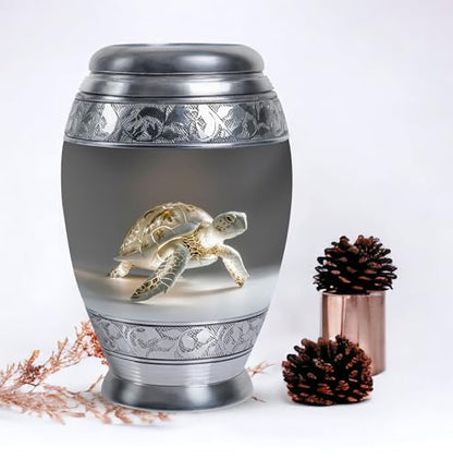 Fantasy Turtle Urn for Human Ashes - Cremation Urn Human Ashes | Turtle Urns for Human Ashes - Funeral Urns for Adult Women - Sea Turtle Urns for Female Large 200 Cubic Inches Velvet Bag - size: 10 inch (Set of 1)