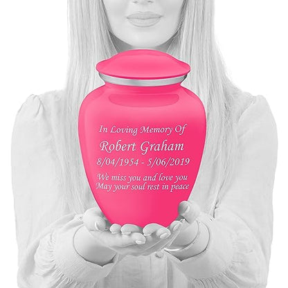 Geturns Embrace Adult Personalized Cremation Urns for Human Ashes I Large Bright Pink Funeral Urn for Men and Women I 200 lbs - color: Bright Pink