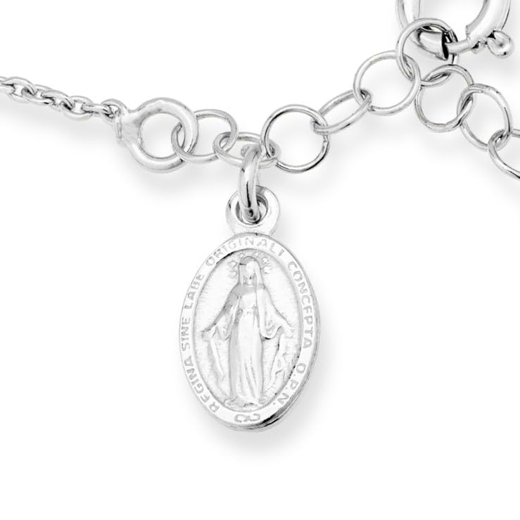 Miabella Italian 925 Sterling Silver Rosary Bead Chain Bracelet for Women | Adjustable Length, Cross Charm, Link Chain, Fine Jewelry, Made in Italy - style: Length 6 to 7 Inch