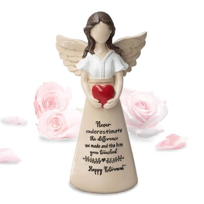 Retirement Figurine for Women, Happy Retirement Gifts, Teacher Retirement Gifts 2026, 5.9" Angel Figurine for Retired Women Coworkers Friend - color: White Teacher