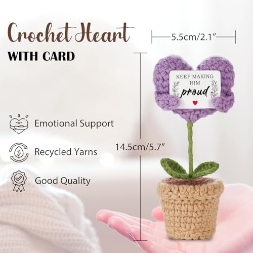 VLOMOT Sympathy Gifts for Loss of Father - Positive Crochet with Heart-Warming Card - Keep Making Him Proud Dad Memorial Gifts - Bereavement Gift for Loss of Father, Grandpa, or Loved One