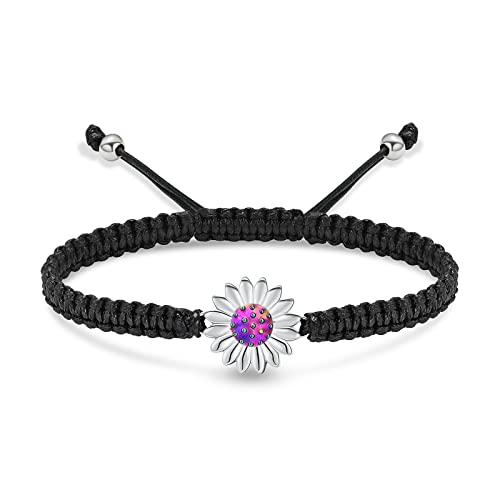 shajwo Sunflower Cremation Urn Bracelet for Ashes for Women | Adjustable Cremation Jewelry Braided Rope Memorial Bracelet - color: Rainbow