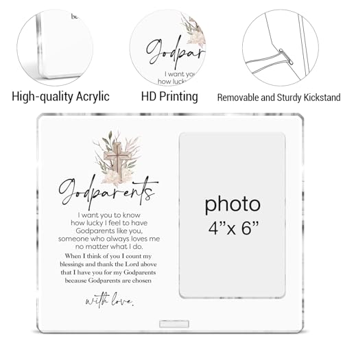Godparents Gifts Picture Frame, Thank You Gifts for Godparent Godfathers Godmothers, Godparents Acrylic Photo Frames, Photo 4 x 6 Inches - color: Godparents- B