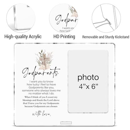 Godparents Gifts Picture Frame, Thank You Gifts for Godparent Godfathers Godmothers, Godparents Acrylic Photo Frames, Photo 4 x 6 Inches - color: Godparents- B
