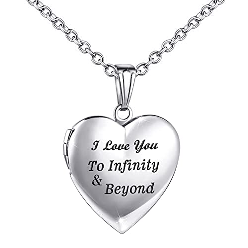 YOUFENG Love Heart Locket Necklace that Holds Pictures Polished Lockets Necklaces Birthday Gifts Unicorn - color: Polished