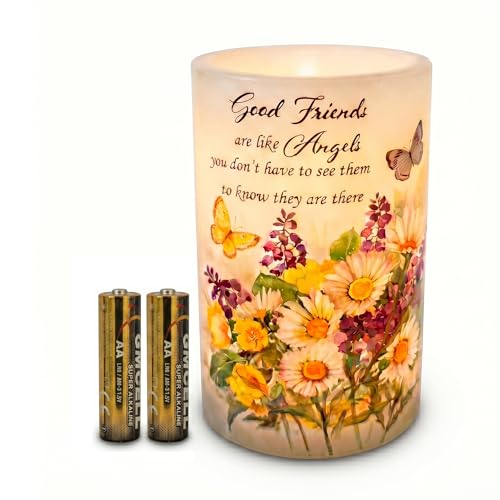Butterfly Daisy Flameless Candle, Battery Operated Flickering LED Candle | 4x6in Pillar, Batteries Included, ON/OFF/Timer Modes, Spring Floral Table Decor, Wedding Centerpiece, Gift for Women & Mom - color: Butterfly Daisy