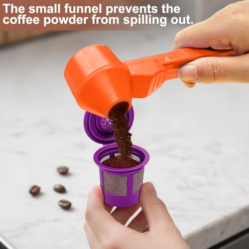 Palksky Coffee Scoop & Funnel for Reusable K Cup Refillable Coffee Pods,2 Tablespoon Coffee Measuring coffee Scooper,1PCS(Orange) - color: Orange