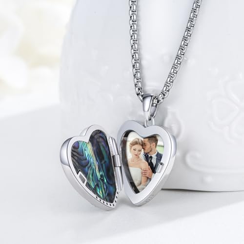 MEDWISE 925 Sterling Silver Locket Necklace That Holds Pictures Photo Necklace Oxidized Rose Flower/Sunflower/Compass/Celtic Heart Pendnat Lockets Gifts for Women Birthday Christmas Gifts - style: E-Tree of Life