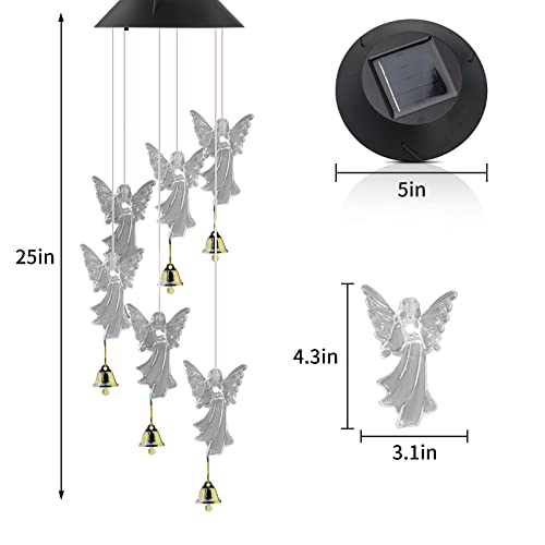 Jarxin Outdoor Garden Solar Wind Chimes Waterproof Light Angel Color Changing Led Solar Powered Windchimes Yard Hanging Lights
