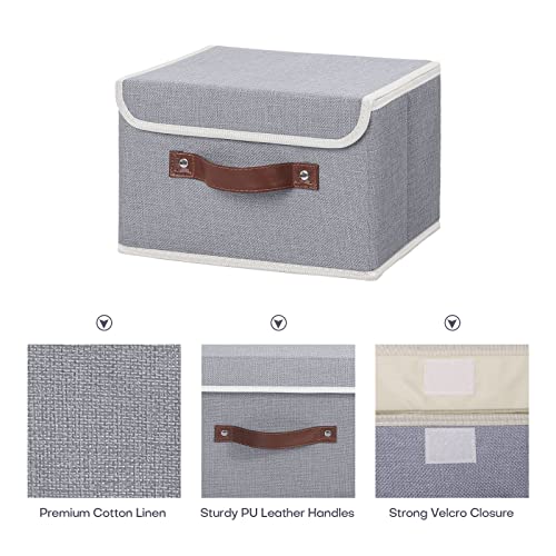 ANMINY Fabric Storage Box Bins with Lids, Gray, 10"x8"x7", 2 Pack - color: Gray, size: Small (Pack of 2)