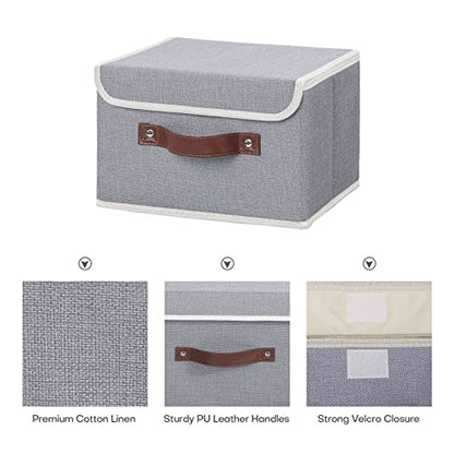 ANMINY Fabric Storage Box Bins with Lids, Gray, 10"x8"x7", 2 Pack - color: Gray, size: Small (Pack of 2)