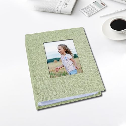 Photo Albums 4x6 Pictures, Polaroid Photos Album Book, Photo Book Small Linen Cover Photo Album, 50 Page Holds 100 Pictures, Photobook for Valentines Day, Anniversary, Vacations, Wedding Baby Green - color: Green