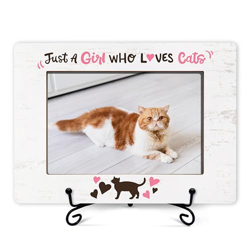 Cat Photo Frame For Girls, Funny Gifts For Birthday Christmas Thanksgiving, Just A Girl Who Loves Cats Picture Frame Gifts For Cat Lovers, Cat Themed Gifts For Girls Friend Cat Mom Cat Owner -29 - size: Just A Girl Who Loves Cats