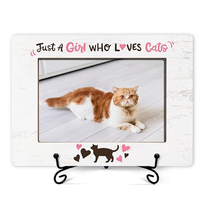 Cat Photo Frame For Girls, Funny Gifts For Birthday Christmas Thanksgiving, Just A Girl Who Loves Cats Picture Frame Gifts For Cat Lovers, Cat Themed Gifts For Girls Friend Cat Mom Cat Owner -29 - size: Just A Girl Who Loves Cats