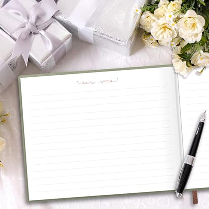 Elegant Wedding Guest Book - Perfect for Wedding Receptions, Baby Showers, Birthdays and Special Events - 7" x 9" Sign in Book - 120 Lined Pages - Leather Hardcover - Green - color: Green