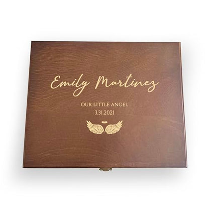 Personalized Memorial Keepsake Box: Engraved In Loving Memory, Walnut Pine Wood - style: Loving Storage Box Design - 5