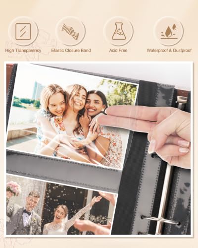 Leather Photo Album 4x6 200 Photos,Slip-in Photo Album Book with 50 Sheets, Travel Souvenir Diary Photo Book for Family Wedding Baby and Holiday Pictures - color: Marble white