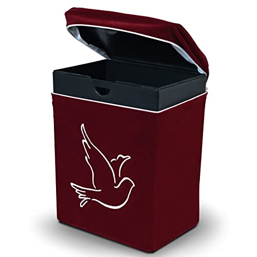 Velvet Urn Bag with TSA Approved Cremation Container | Holds Cremated Ashes of Human Adult | For Use in a Niche or Ground Burial | Fits Crowne Burial Urn Vault (Burgundy with Dove) - color: Burgundy With Dove